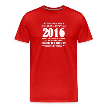 2016 - Year 2016 - Year of construction 2016 Saying - Men's Premium Organic T-Shirt - red - Front - Damien (186cm)