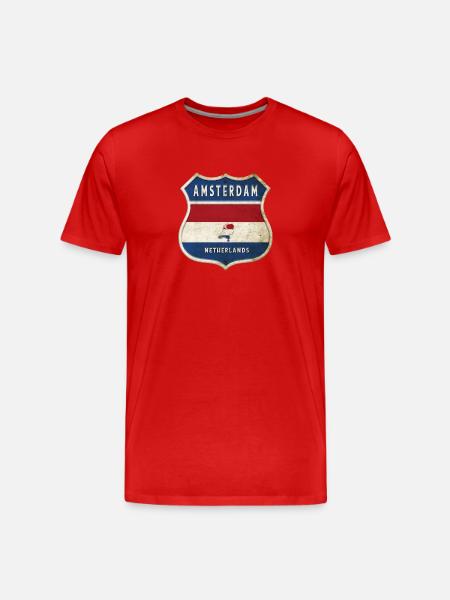 Amsterdam Niederlande Wappen Design - Männer Premium Bio T-Shirt - Rot