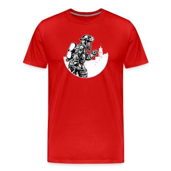 Pompiers volontaires Sapeurs-pompiers professionnels Protection contre l’incendie - T-shirt bio Premium Homme - rouge - Devant - Damien (186cm)