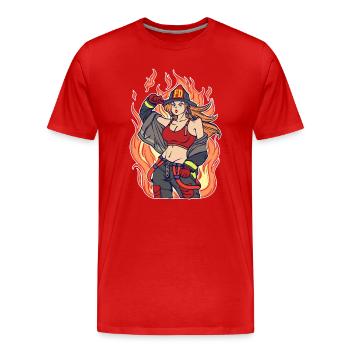 Freiwillige Feuerwehr Feuer Brennen Lebensretter - Männer Premium Bio T-Shirt - Rot - Vorne - Damien (186cm)