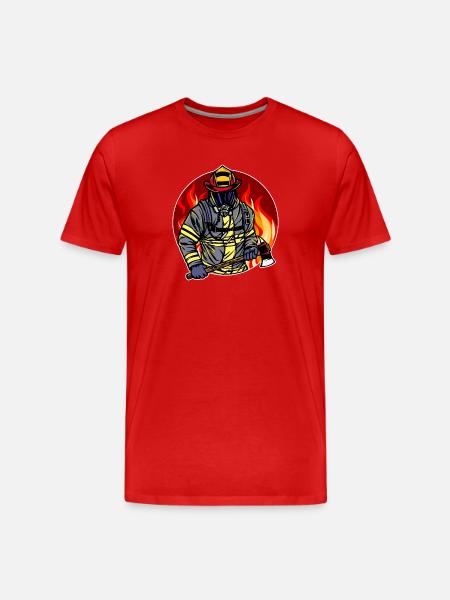 Burning Firefighter Firefighter Fire Lifesaver - Men's Premium Organic T-Shirt - red