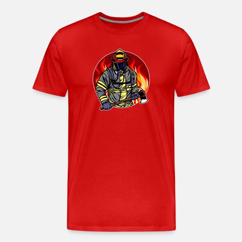 Pompier pompier brûlant Fire Lifesaver - T-shirt bio Premium Homme - rouge