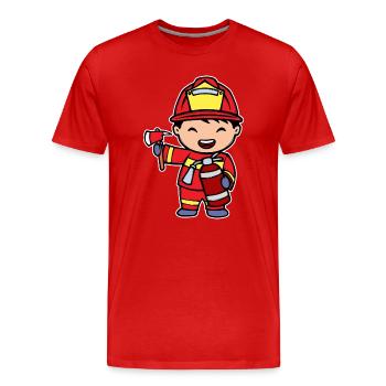 Casque d’extincteur volontaire des pompiers - T-shirt bio Premium Homme - rouge - Devant - Damien (186cm)