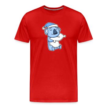 Koala avec oreiller et bonnet de couchage - T-shirt bio Premium Homme - rouge - Devant - Damien (186cm)