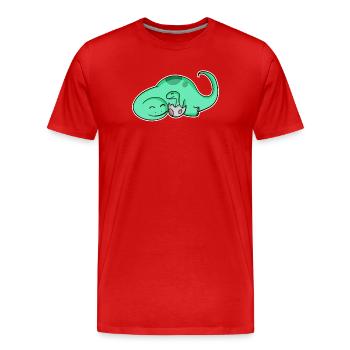 Dinosaurier mit Baby Dinosaurier - Männer Premium Bio T-Shirt - Rot - Vorne - Damien (186cm)