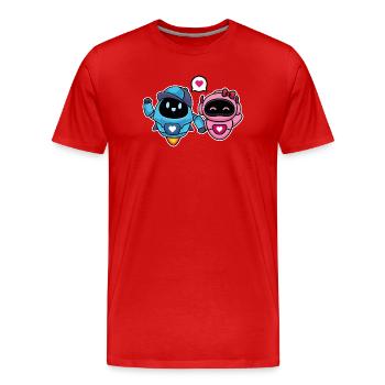 Robots mignons Amoureux et Romantiques pour Couple - T-shirt bio Premium Homme - rouge - Devant - Damien (186cm)