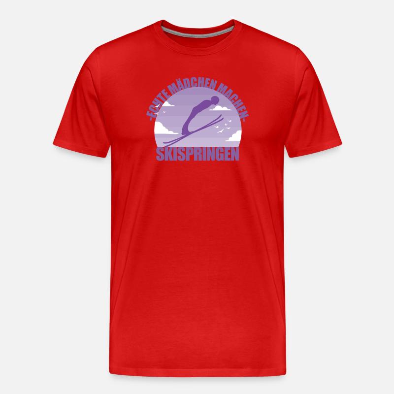 Skispringen Skispringerin Mädchen Geschenk - Männer Premium Bio T-Shirt - Rot