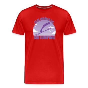 Saut à ski Sauteur à ski Sports d’hiver Cadeau - T-shirt bio Premium Homme - rouge - Devant - Damien (186cm)