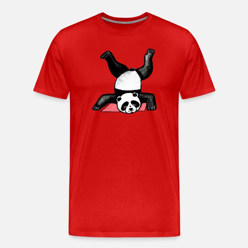 Panda Akrobat auf Matte - Männer Premium Bio T-Shirt - Rot