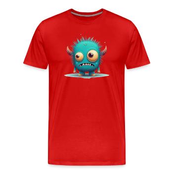Un étrange monstre à câliner - T-shirt bio Premium Homme - rouge - Devant - Damien (186cm)