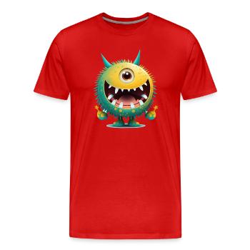 A happy monster to cuddle - Men's Premium Organic T-Shirt - red - Front - Damien (186cm)