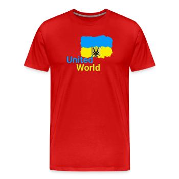 United World - Ukraine - Männer Premium Bio T-Shirt - Rot - Vorne - Damien (186cm)