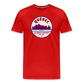 Silhouette de la Vieille Capitale au Québec - T-shirt bio Premium Homme - rouge - Devant - Damien (186cm)