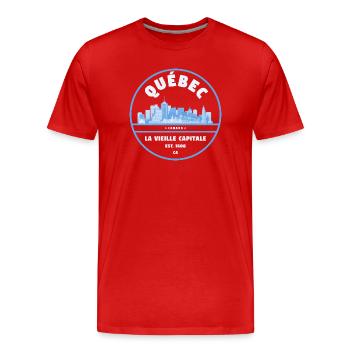 Silhouette de la capitale de La Vieille au Québec - T-shirt bio Premium Homme - rouge - Devant - Damien (186cm)