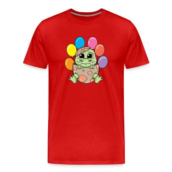 Dino - Männer Premium Bio T-Shirt - Rot - Vorne - Damien (186cm)
