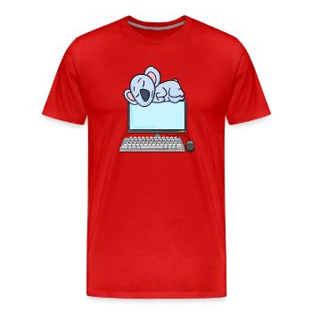 Koala Computer Nerd Programmer Gift - Men's Premium Organic T-Shirt - red - Front - Damien (186cm)