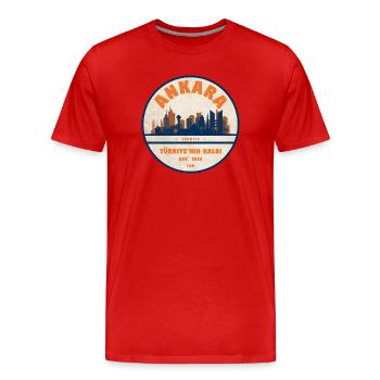 Ankara Skyline Badge - Men's Premium Organic T-Shirt - red - Front - Damien (186cm)