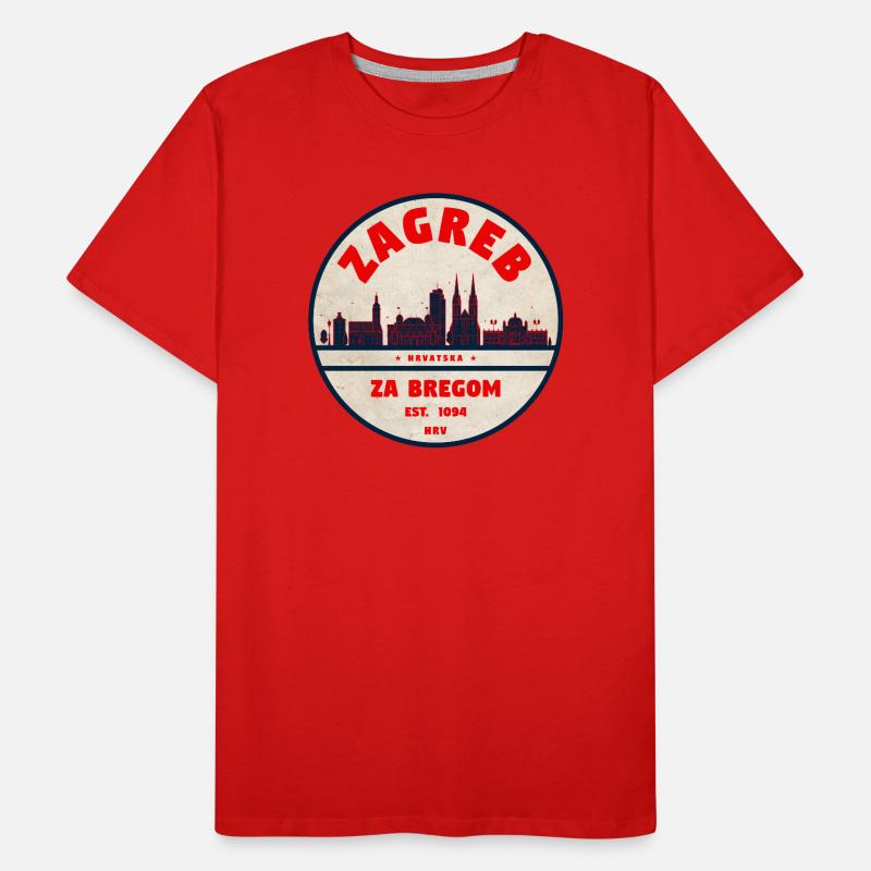 Emblème de Zagreb : Retro Skyline T-shirt bio Premium Homme
