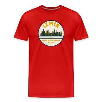 Izmir Pearl of the Aegean Badge - Men's Premium Organic T-Shirt - red - Front - Damien (186cm)