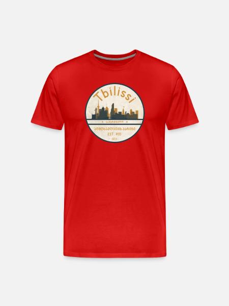 Tbilisi Skyline City Badge - Men's Premium Organic T-Shirt - red