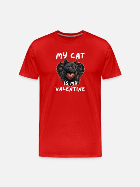 Mon chat est mon Valentin - T-shirt bio Premium Homme - rouge