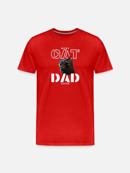 Bester cooler Katzenvater - Männer Premium Bio T-Shirt - Rot