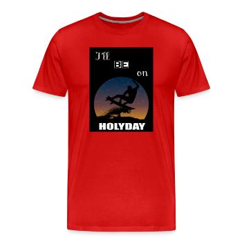 Je serai en vacances - T-shirt bio Premium Homme - rouge - Devant - Damien (186cm)
