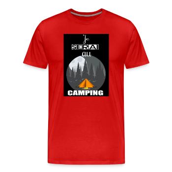 Camping nocturne en forêt - T-shirt bio Premium Homme - rouge - Devant - Damien (186cm)