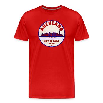Auckland Skyline : City of Sails NZ - T-shirt bio Premium Homme - rouge - Devant - Damien (186cm)