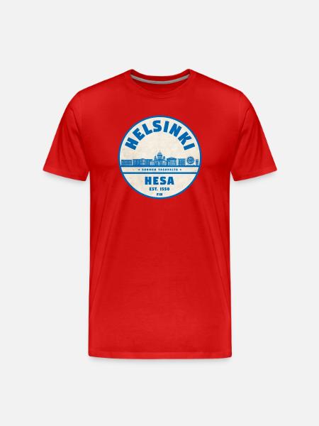 Helsinki Skyline Emblem 1550 - Men's Premium Organic T-Shirt - red