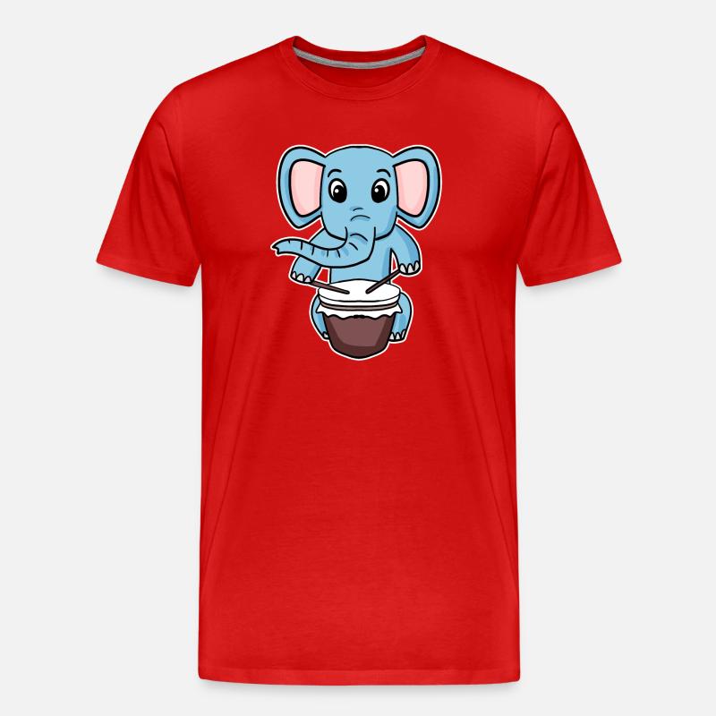 Elefant Trommel Motiv - Männer Premium Bio T-Shirt - Rot