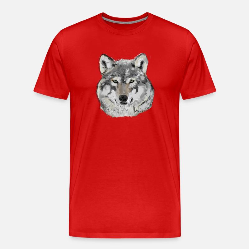 Wolf - Männer Premium Bio T-Shirt - Rot
