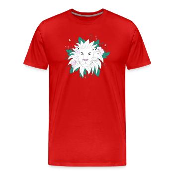 Botanischer Löwe - Männer Premium Bio T-Shirt - Rot - Vorne - Damien (186cm)