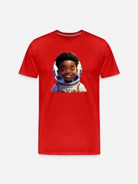 Young female astronaut with rays - Men's Premium Organic T-Shirt - red