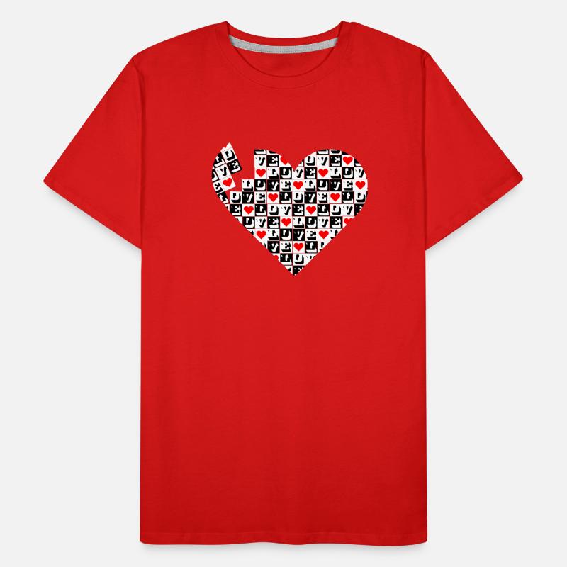 Herz-Liebe-Block Schwarz-Rot Männer Premium Bio T-Shirt