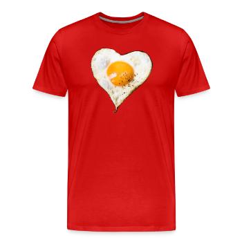 œuf au four mon amour, œuf au plat coeur, œuf au plat - T-shirt bio Premium Homme - rouge - Devant - Damien (186cm)