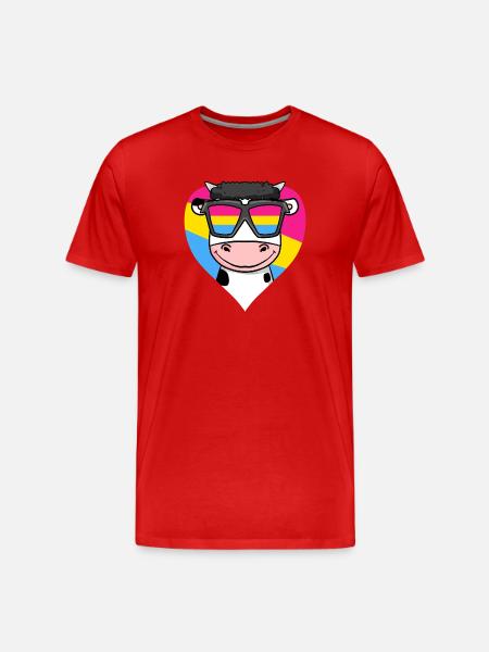 Pansexual Cow Heart Gift - Men's Premium Organic T-Shirt - red
