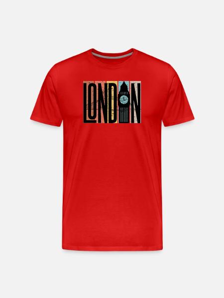 London Skyline Bold Blocks - Männer Premium Bio T-Shirt - Rot