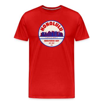 Honolulu Skyline Vintage Abzeichen - Männer Premium Bio T-Shirt - Rot - Vorne - Damien (186cm)