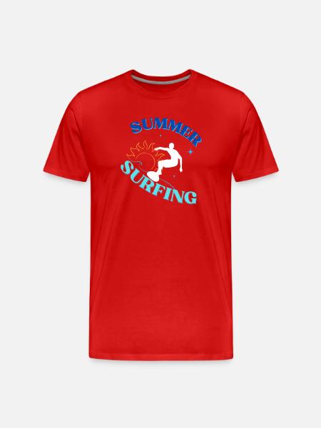 Sunset Surfing Vibes - Männer Premium Bio T-Shirt - Rot