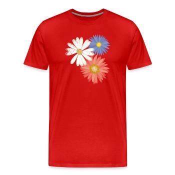 3 fleurs - T-shirt bio Premium Homme - rouge - Devant - Damien (186cm)