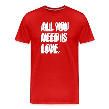 Alles, was du brauchst, ist Liebe - Männer Premium Bio T-Shirt - Rot - Vorne - Damien (186cm)