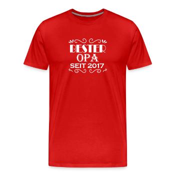 Bester Opa seit 2017 - Opa Geschenkidee - Männer Premium Bio T-Shirt - Rot - Vorne - Damien (186cm)