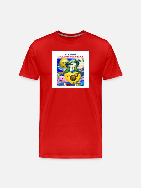 Joyeuse Saint-Valentin... Oiseaux de fête! - T-shirt bio Premium Homme - rouge