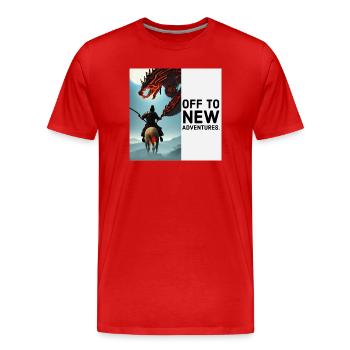 Asia Samurai en route pour de nouvelles aventures - T-shirt bio Premium Homme - rouge - Devant - Damien (186cm)
