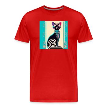 Neon-Spiralkatze Art Déco - Männer Premium Bio T-Shirt - Rot - Vorne - Damien (186cm)