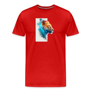 Belle lionne colorée avec fond blanc - T-shirt bio Premium Homme - rouge - Devant - Damien (186cm)