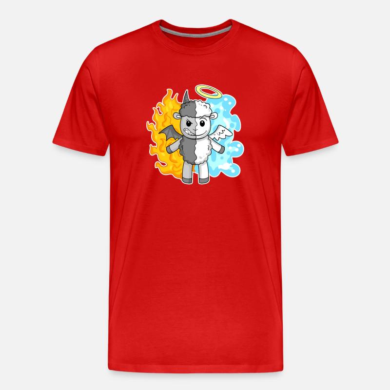 Schaf - Engel und Teufel - Männer Premium Bio T-Shirt - Rot