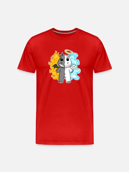 Hippo - Angel and Devil - Men's Premium Organic T-Shirt - red