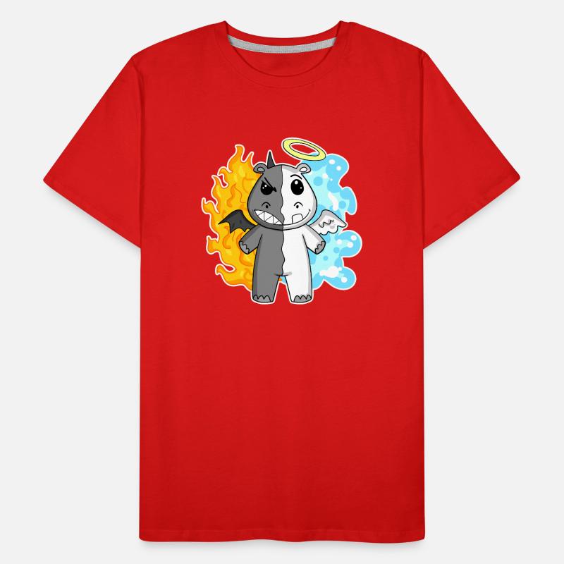 Nilpferd - Engel und Teufel Männer Premium Bio T-Shirt